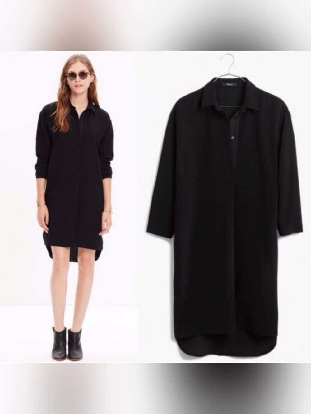 Madewell Moviehouse Shirt Black Dress
